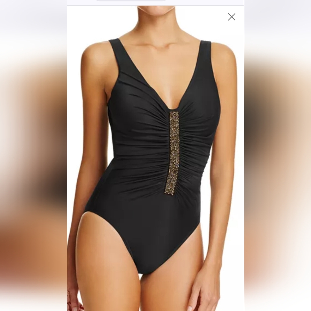 Miraclesuit Black Swimsuit Jewelbox 22w